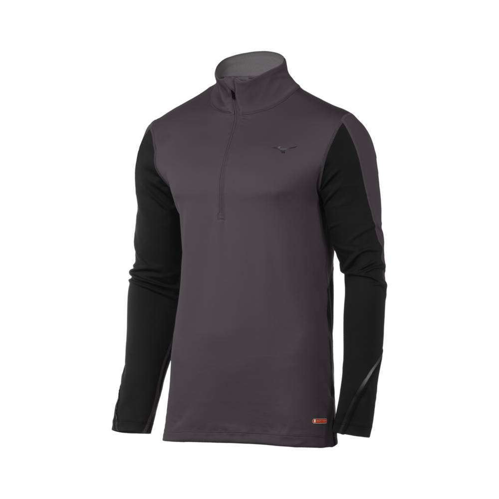 Mizuno Breath Thermo® Half Zip - Erkek Base Layer - Koyu Gri/Siyah Türkiye (MUWQPE-128)